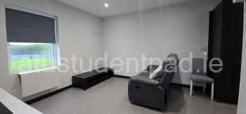Living space with a two seater recliner couch.